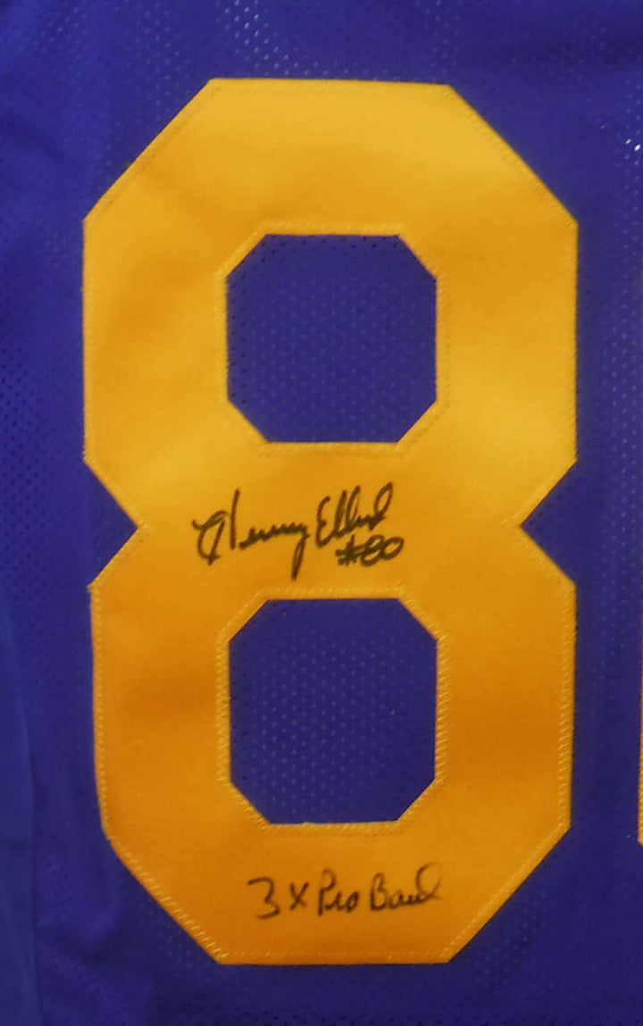 Henry Ellard Autographed Pro Style XL Blue Jersey 3x Pro Bowl DEN 19285