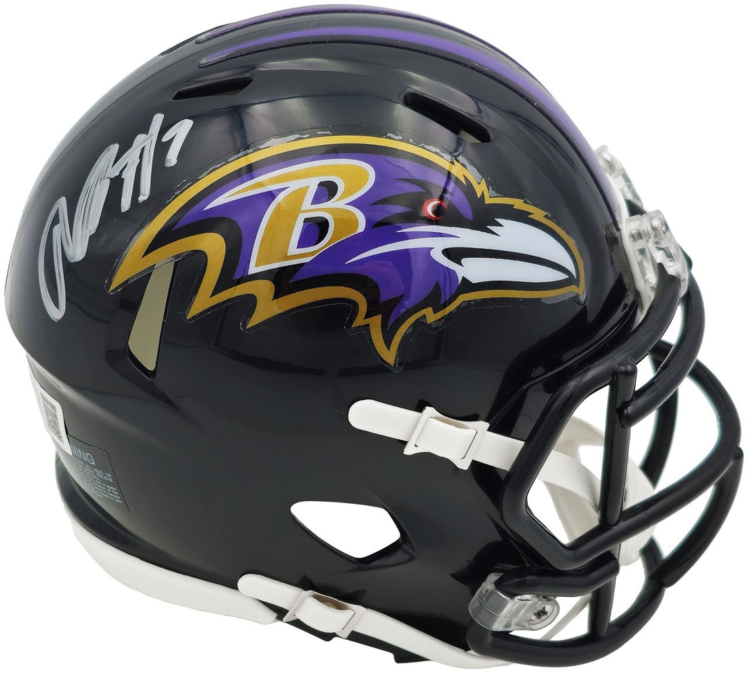 Rashod Bateman Signed Baltimore Ravens Black Speed Mini Helmet Beckett Witness