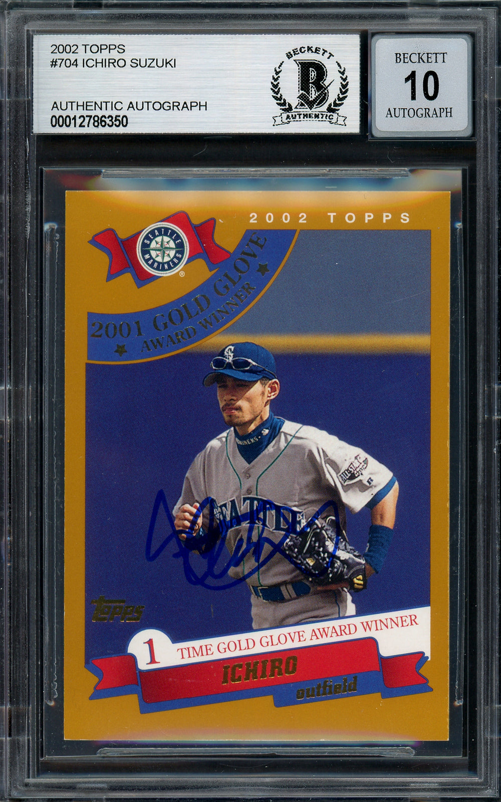 Ichiro Suzuki Signed 2002 Topps Card 704 Seattle Mariners Auto GM 10 Beckett
