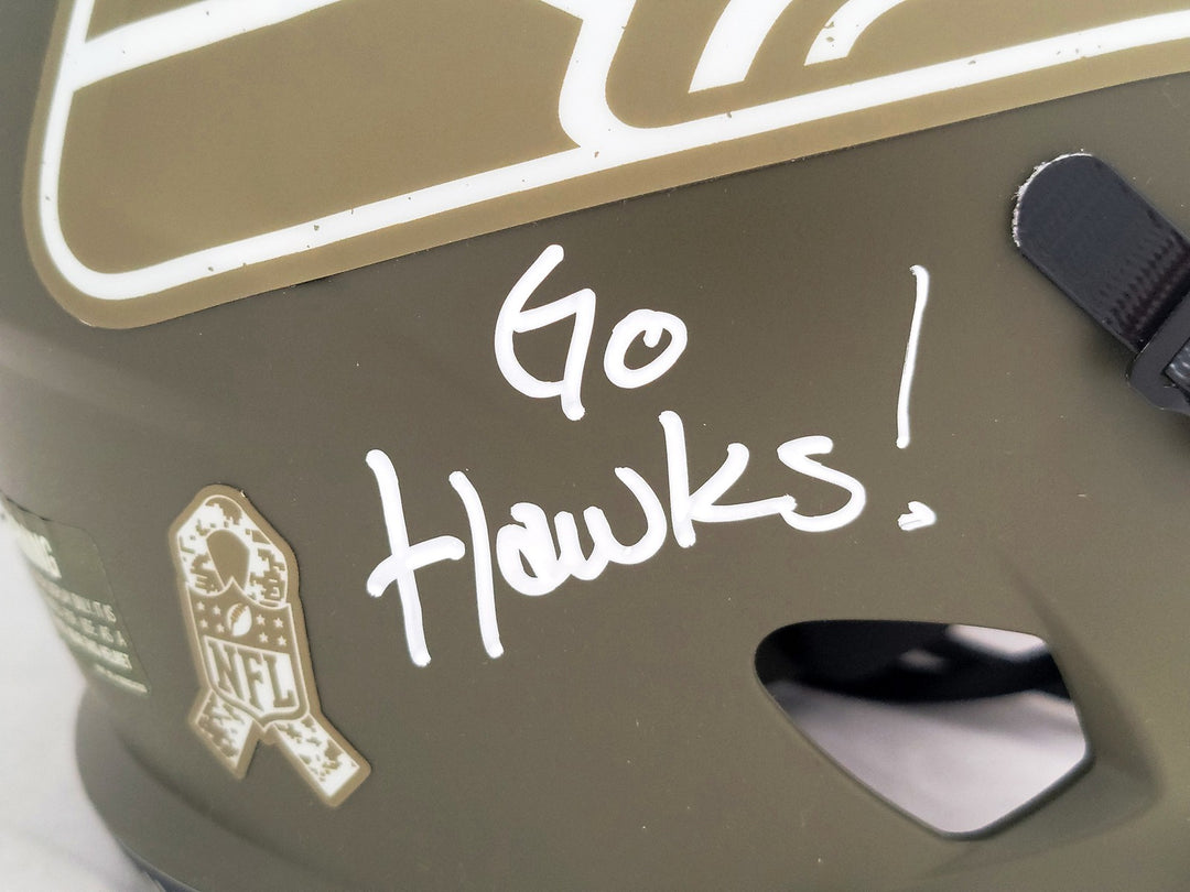 Steve Largent Jim Zorn Auto Seahawks Camo Salute To Service FS Helmet Go Hawks