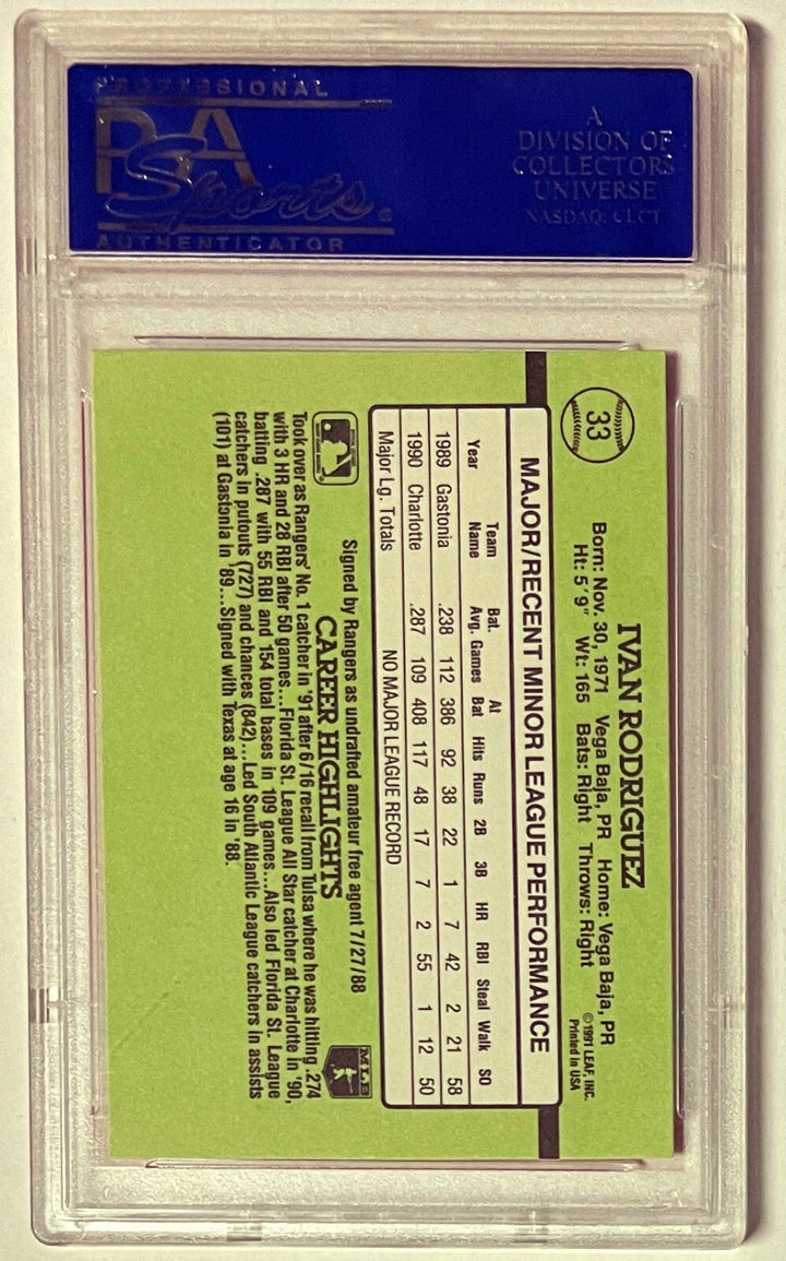 Ivan Rodriguez 1991 Donruss  The Rookies Rookie Card #33- PSA Graded 10 Gem Mint