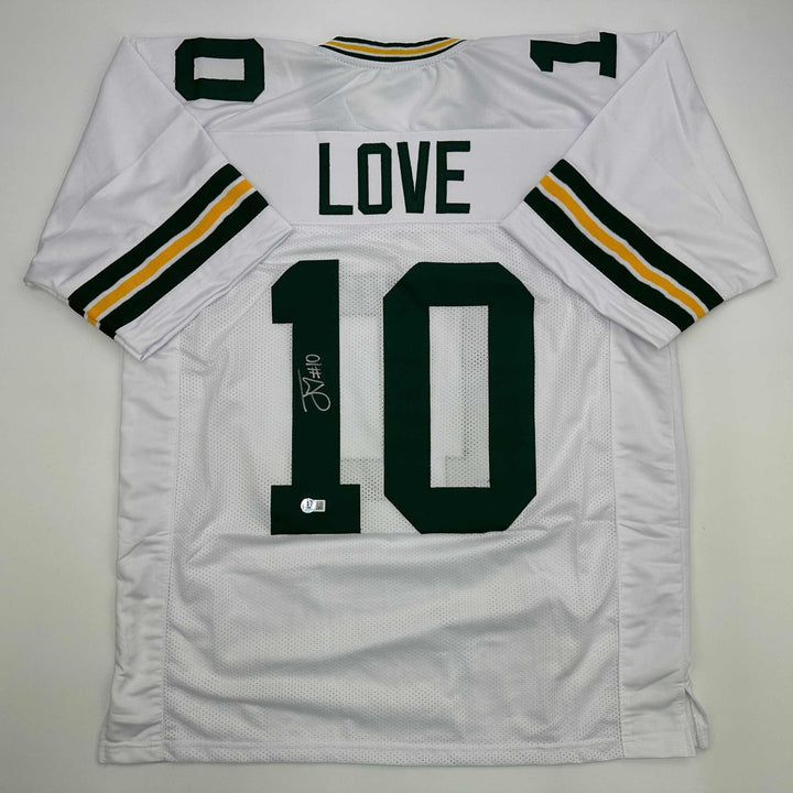 Autographed/Signed Jordan Love Green Bay White Jersey Beckett BAS COA