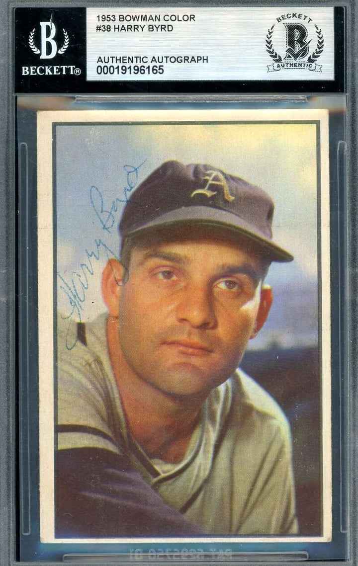 Harry Byrd Beckett BAS Signed 1953 Bowman Color Autograph