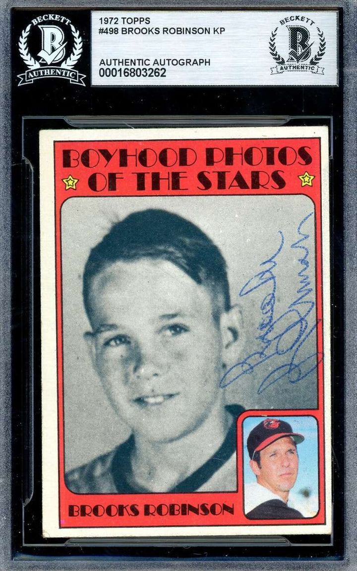 Brooks Robinson Beckett BAS Signed 1972 Topps Boyhood Photos Autograph