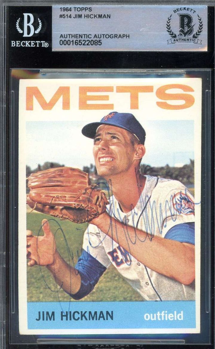 Jim Hickman Beckett BAS Signed 1964 Topps Autograph