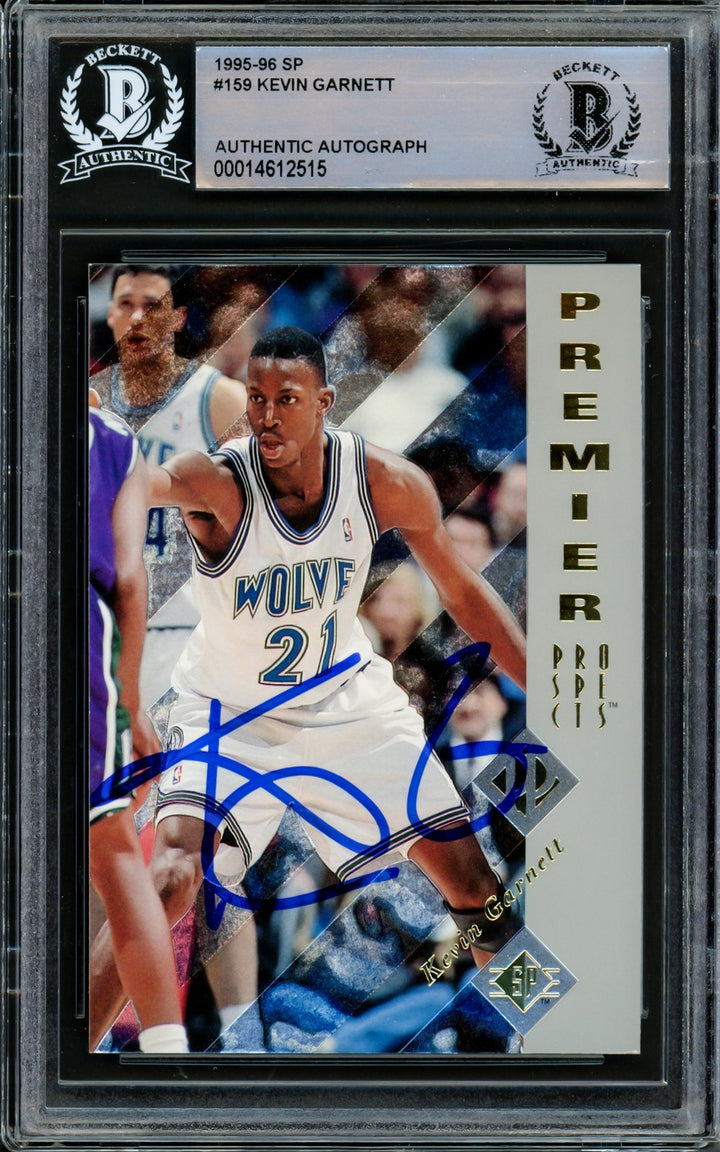 Kevin Garnett Signed 1995-96 SP Authentic RC 159 Timberwolves Beckett #14612515