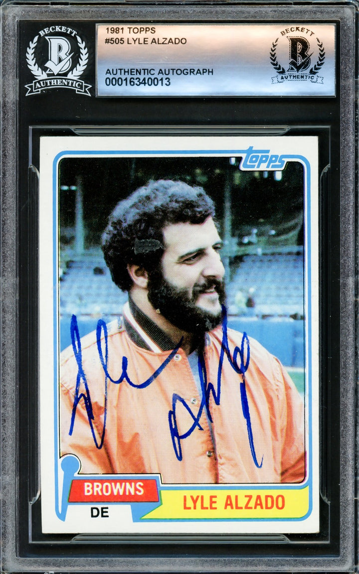 Lyle Alzado Signed 1981 Topps Card #505 Cleveland Browns Beckett BAS #16340013