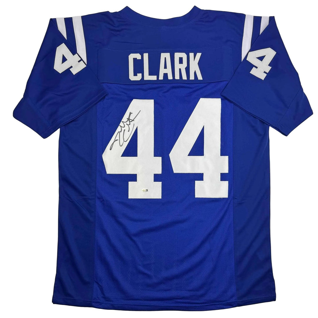 Autographed/Signed DALLAS CLARK Indianapolis Blue Jersey JSA COA Auto
