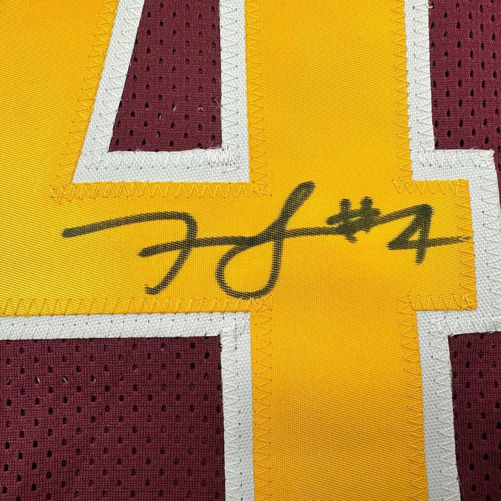 Framed Autographed/Signed Frankie Luvu 35x38 Washington Jersey Beckett COA