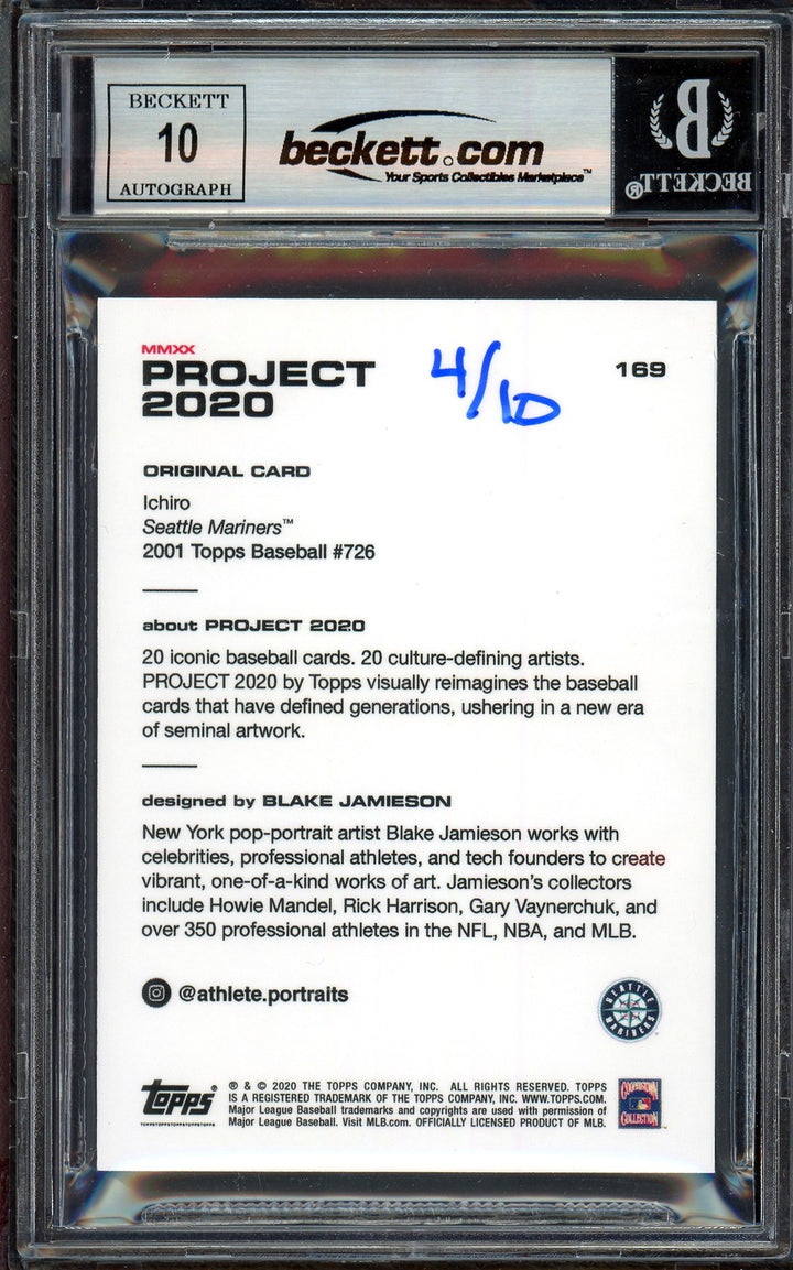 Ichiro Suzuki Auto Topps Project 2020 Blake Jamieson Card 169 Sig 10 #/10 BAS