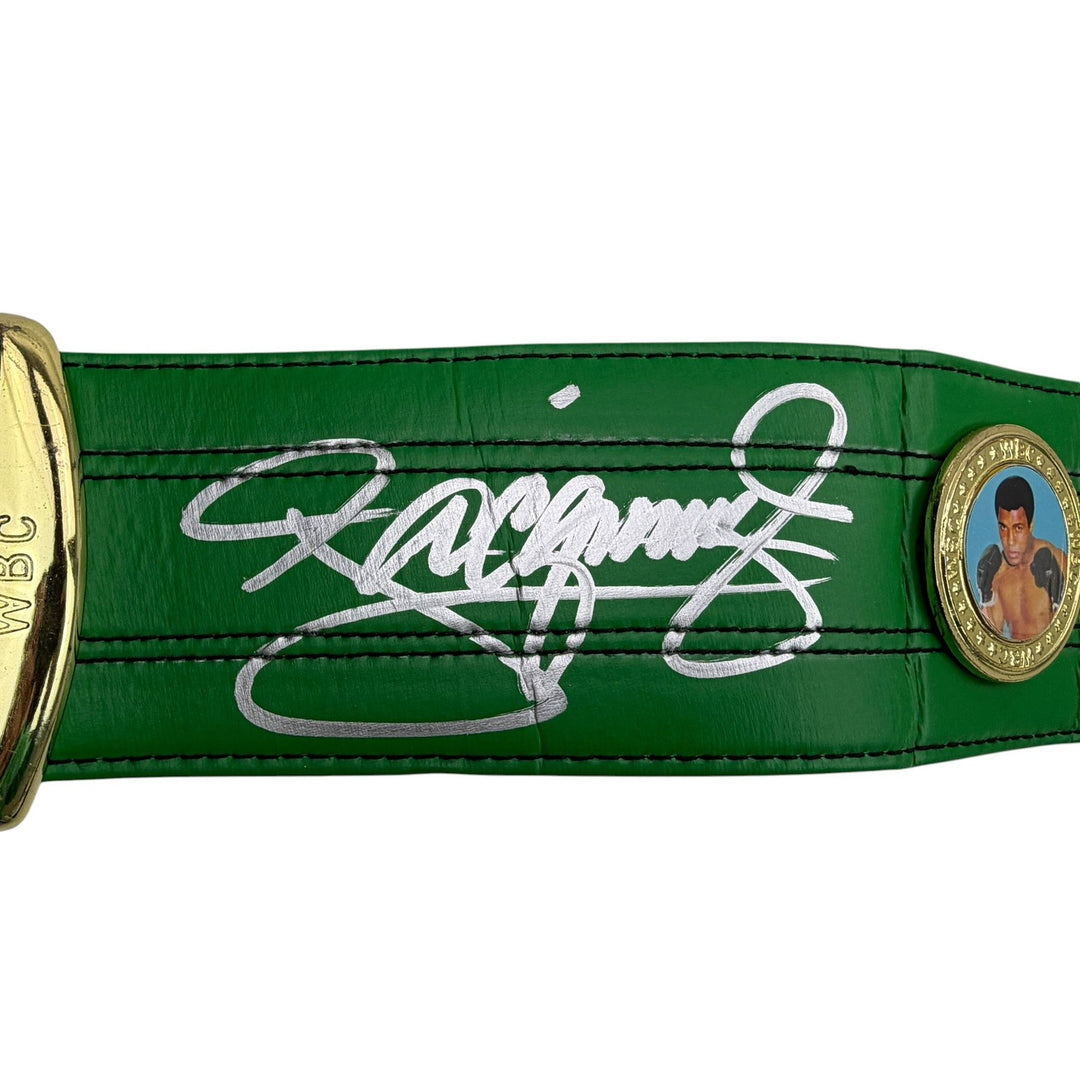 Autographed/Signed Manny Pacquiao WBC Green Boxing Replica Belt Beckett BAS COA