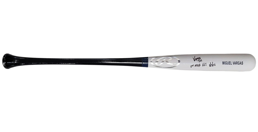 Miguel Vargas Auto Gray Rawlings Game Model Bat Dodgers 1st MLB Hit BAS