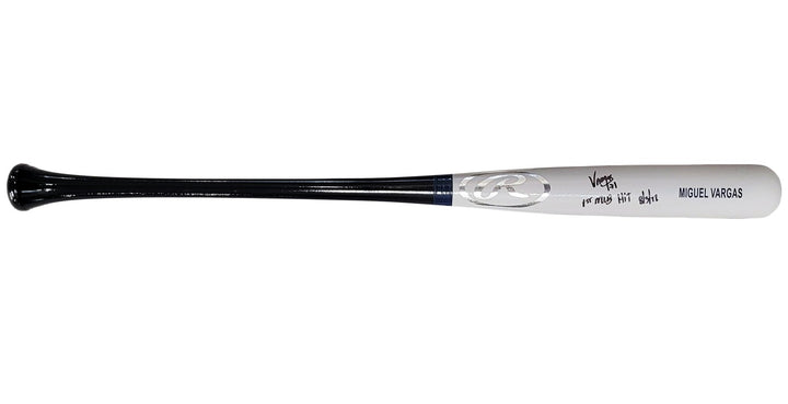 Miguel Vargas Auto Gray Rawlings Game Model Bat Dodgers 1st MLB Hit BAS