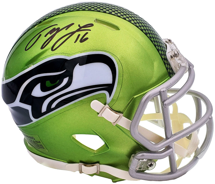 Tyler Lockett Signed Seattle Seahawks Flash Green Speed Mini Helmet MCS Holo
