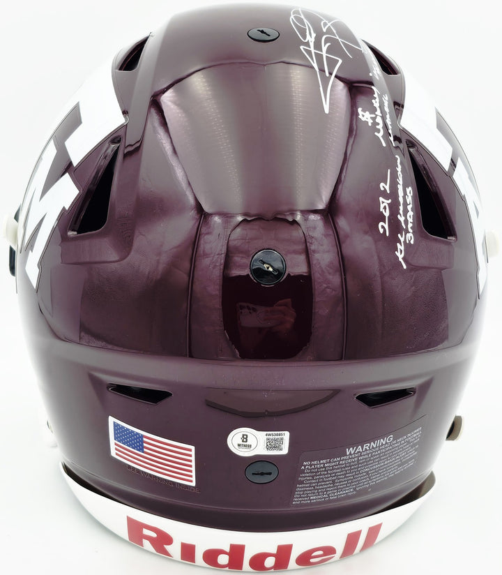 Johnny Manziel Auto Texas AM Maroon Full Size Auth Hyper SpeedFlex Helmet 4 Stat