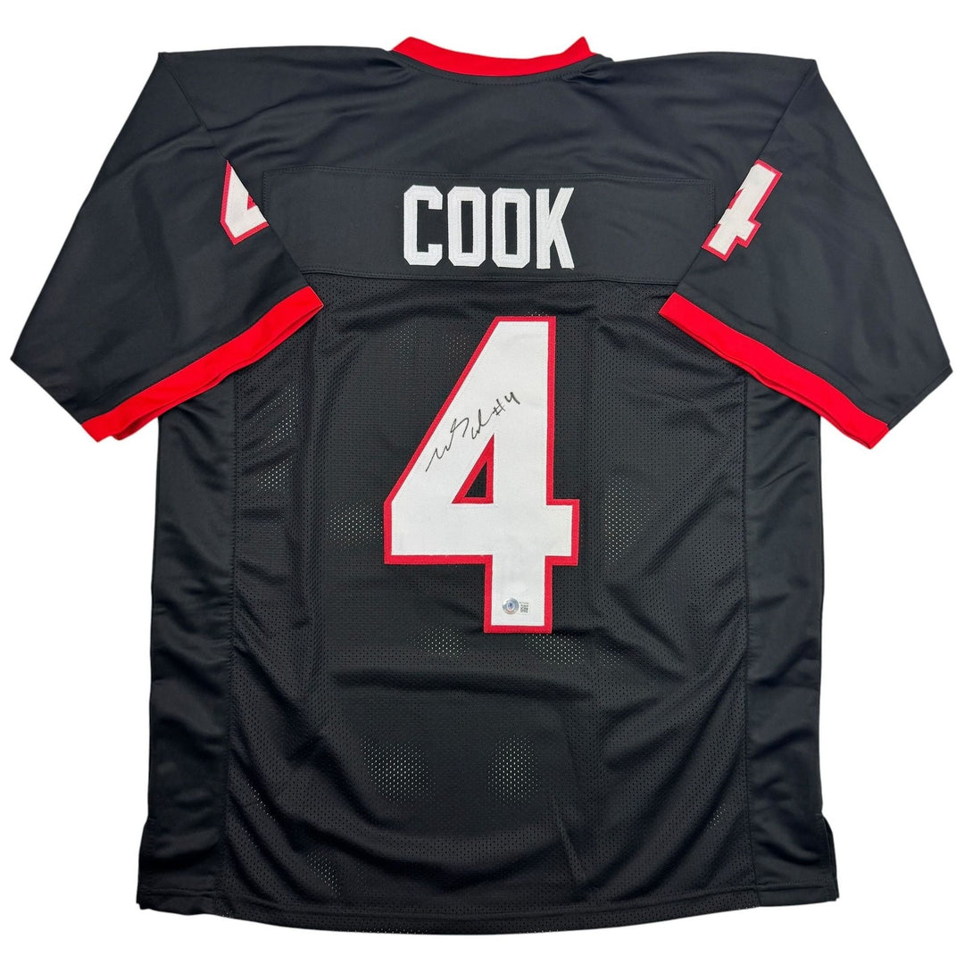 Autographed/Signed James Cook Georgia Black College Jersey Beckett BAS COA