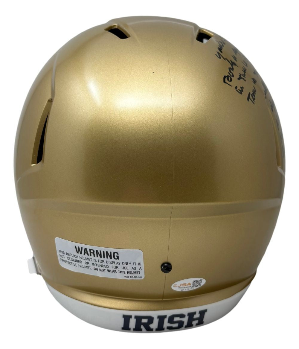 Rudy Ruettiger Signed Notre Dame FS Replica Speed Helmet w/ Movie Quote JSA QR