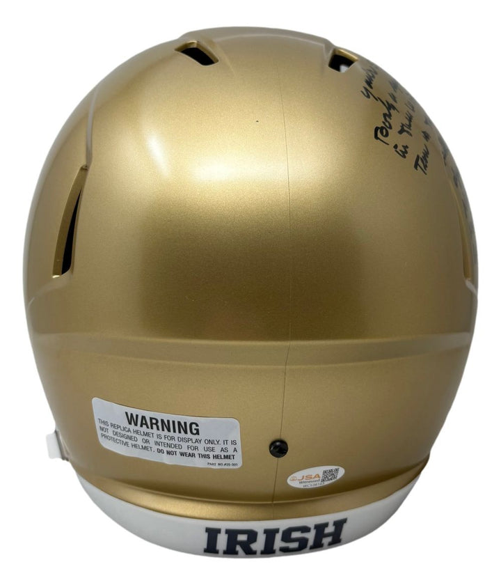 Rudy Ruettiger Signed Notre Dame FS Replica Speed Helmet w/ Movie Quote JSA QR