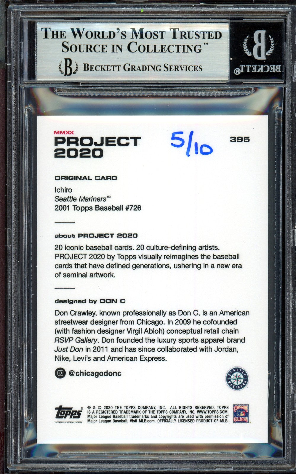 Ichiro Suzuki Auto Signed Topps Project 2020 Don C Card 395 Silver #5/10 Beckett