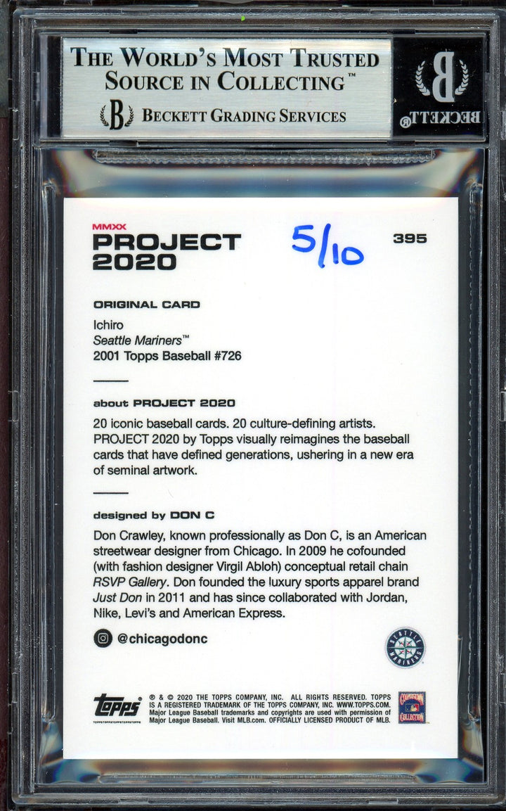 Ichiro Suzuki Auto Signed Topps Project 2020 Don C Card 395 Silver #5/10 Beckett