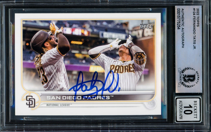 Fernando Tatis Jr. Signed 2022 Topps Card 124 Padres Auto GM 10 Beckett
