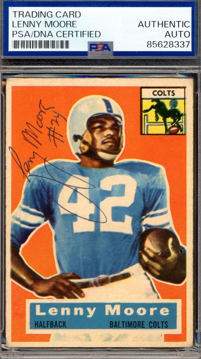 Lenny Moore PSA DNA Vintage Signed 1956 Topps Rookie Autograph