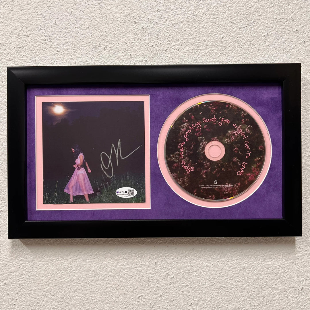 Olivia Rodrigo Signed CD Insert You Seem Pretty Sad for a Girl in Love Frame JSA