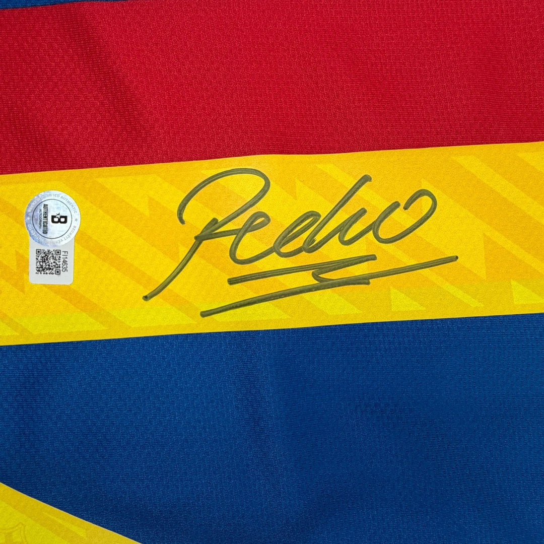 Autographed/Signed Pedro Rodriguez FC Barcelona Soccer Jersey Beckett COA