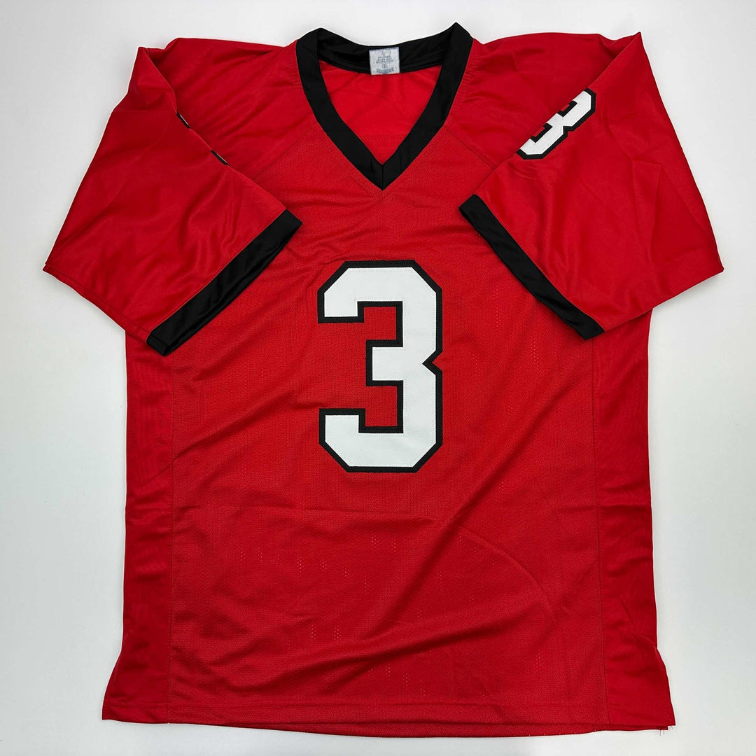 Facsimile Autographed Nate Frazier Georgia Red Reprint Jersey Size Men's XL