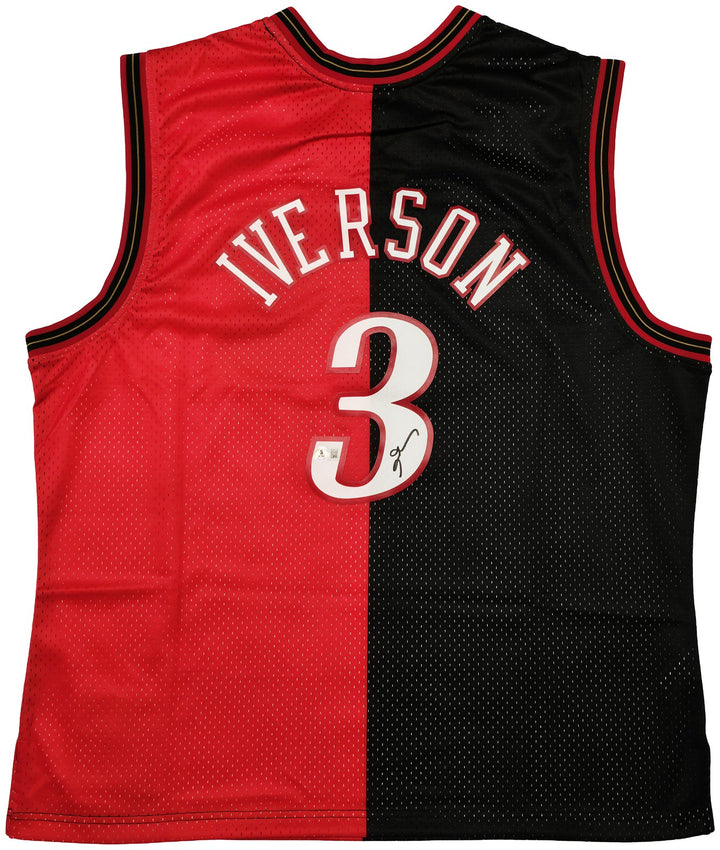 76ers Allen Iverson Auto Black Red Mitchell Ness 2000-01 Swingman Jersey 2XL BAS