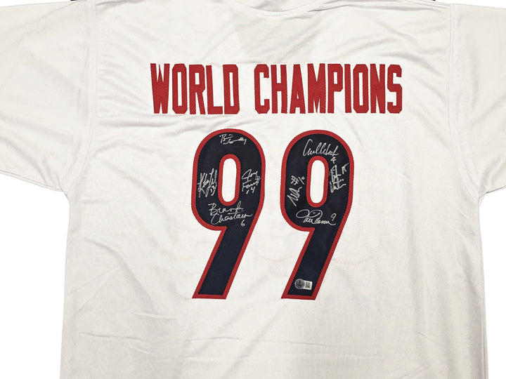 1999 Team USA Women's Soccer World Cup Champions Auto White Jersey 8 Sigs Hamm