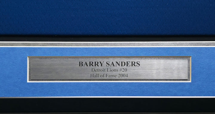 Detroit Lions Barry Sanders Signed Framed Blue Mitchell & Ness NFL Legacy