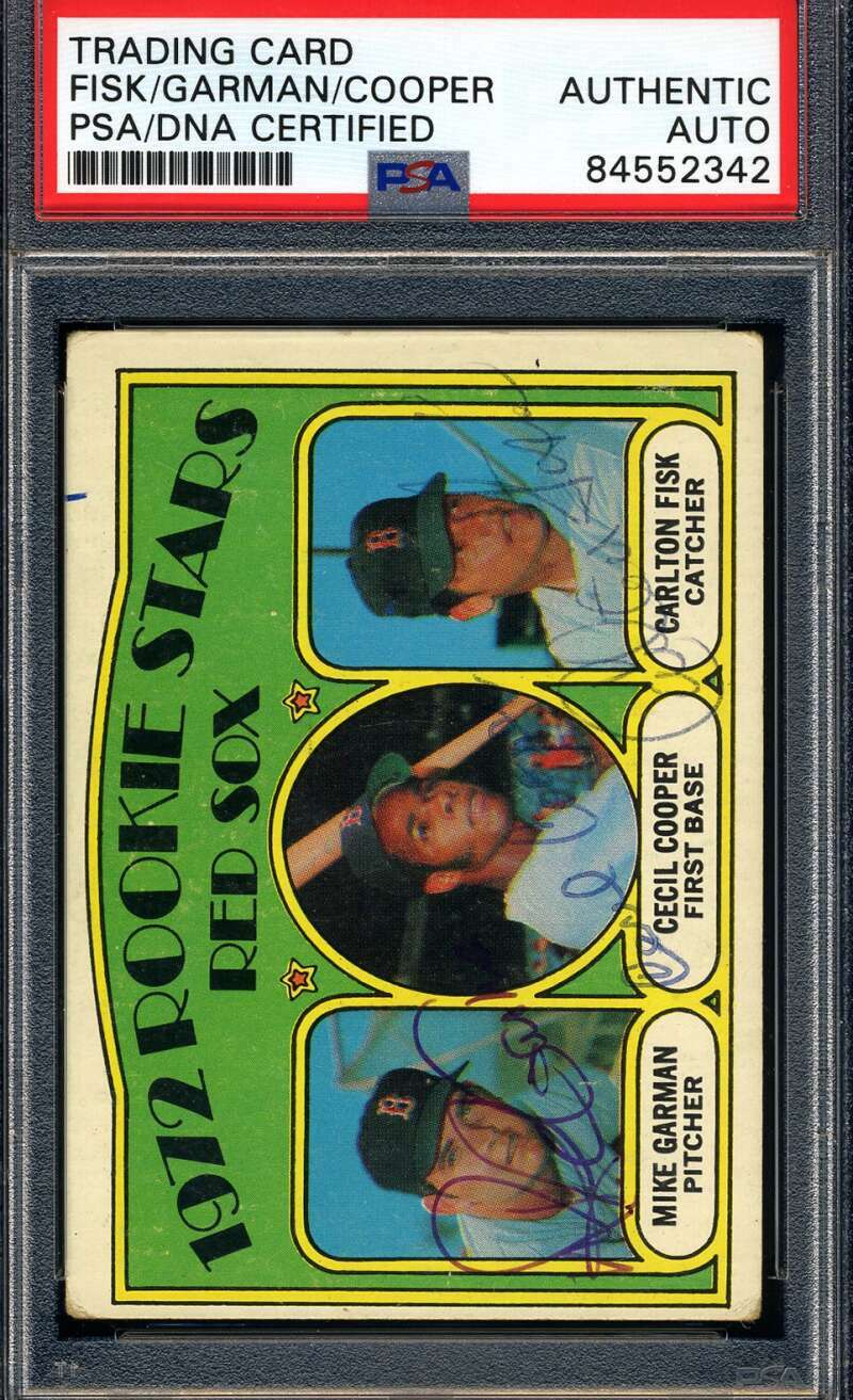 Carlton Fisk Cooper Garman PSA DNA Coa Signed 1972 Topps Rookie Autograph