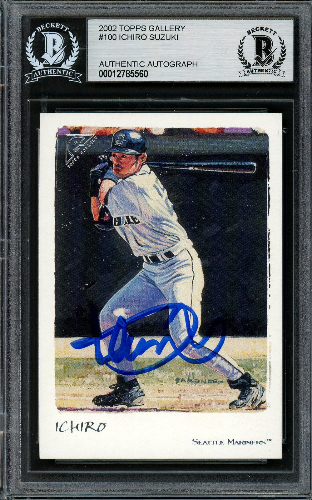 Ichiro Suzuki Signed 2002 Topps Gallery Card #100 Seattle Mariners Beckett BAS