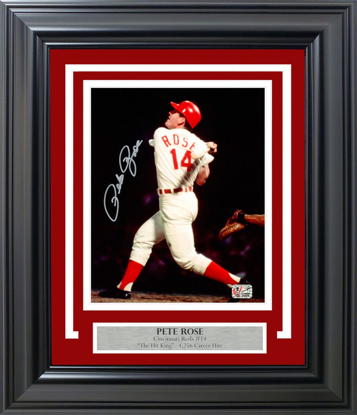 Pete Rose Signed Framed 8x10 Photo Cincinnati Reds PR Holo