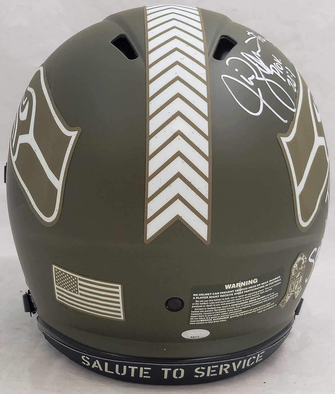 Steve Largent Jim Zorn Auto Seahawks Camo Salute 2 Service FS Helmet TD Seahawks