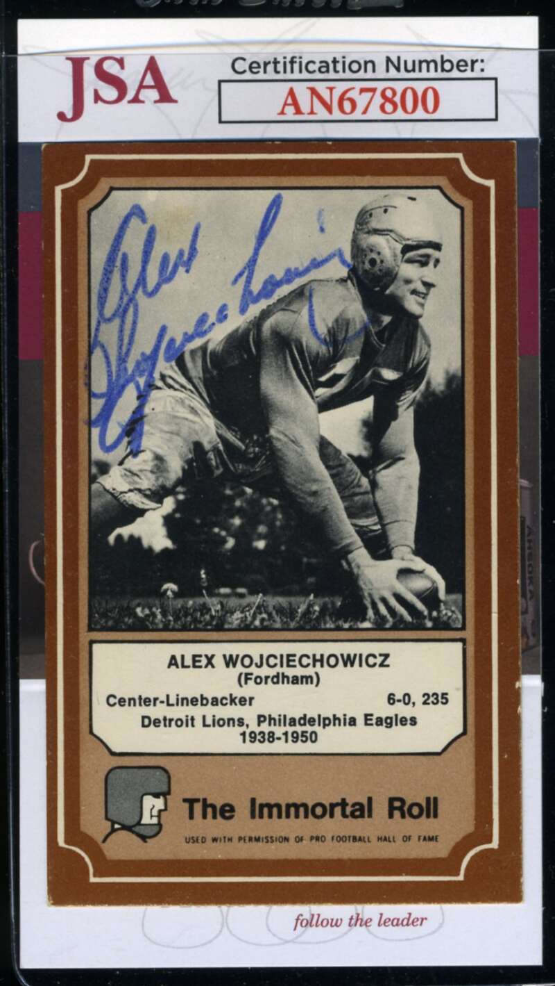 Alex Wojciechowicz JSA Coa Signed 1975 Fleer Immortal Roll Autograph