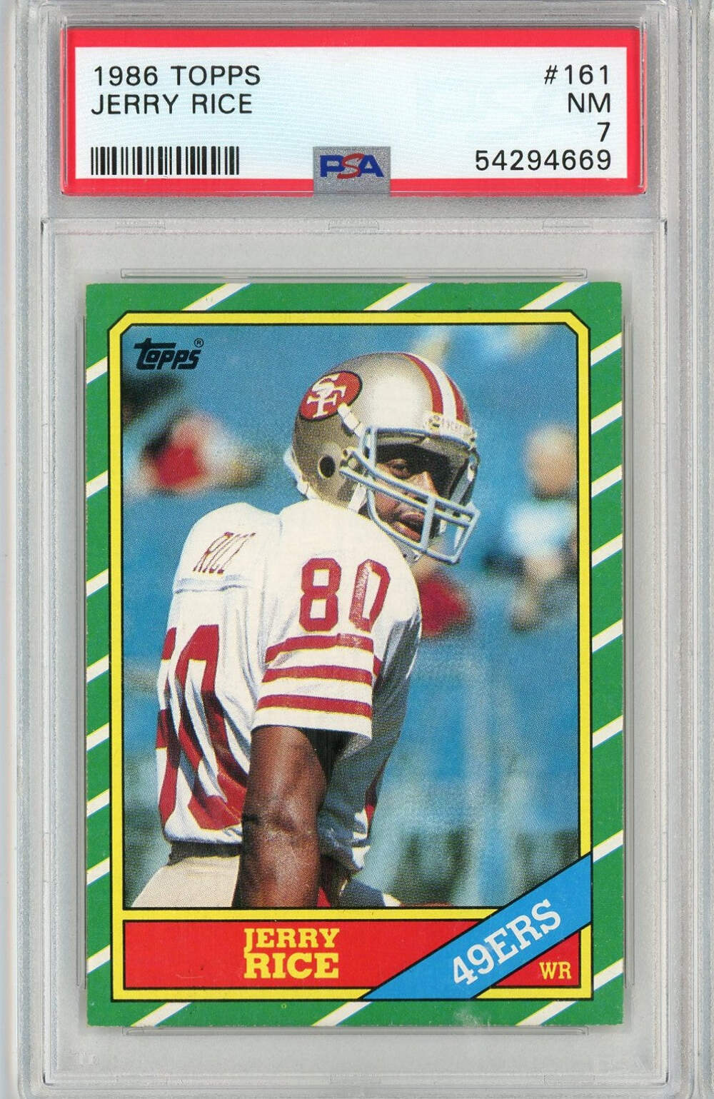 Graded 1986 Topps Jerry Rice #161 Rookie RC Football Card PSA 7 Near Mint