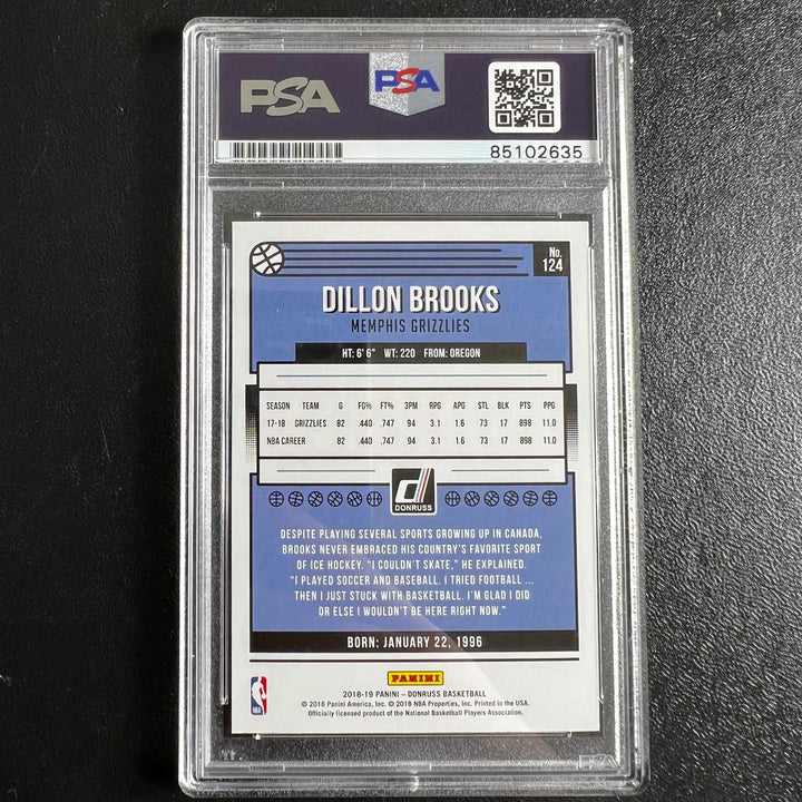 2018-19 Panini Donruss #124 Dillon Brooks Signed Card AUTO PSA Slabbed Grizzlies