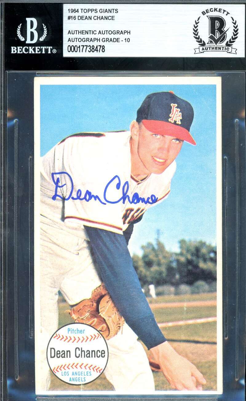 Dean Chance Gem Mint 10 Beckett BAS Signed 1964 Topps Giants Autograph