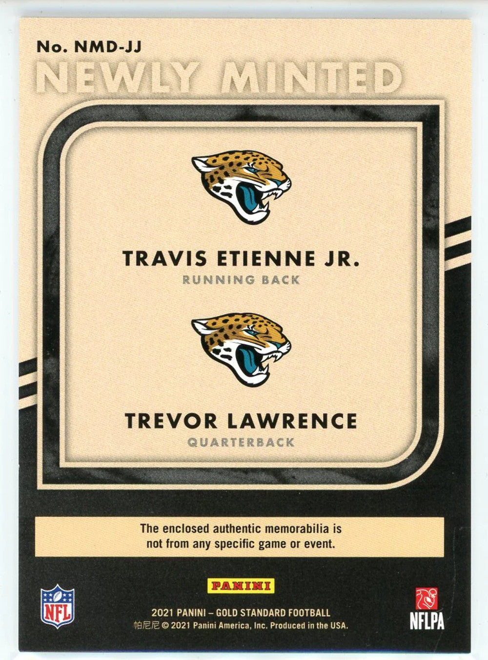 Trevor Lawrence & Travis Etienne Jr. 2021 Panini Gold Standard Newly Minted Rook