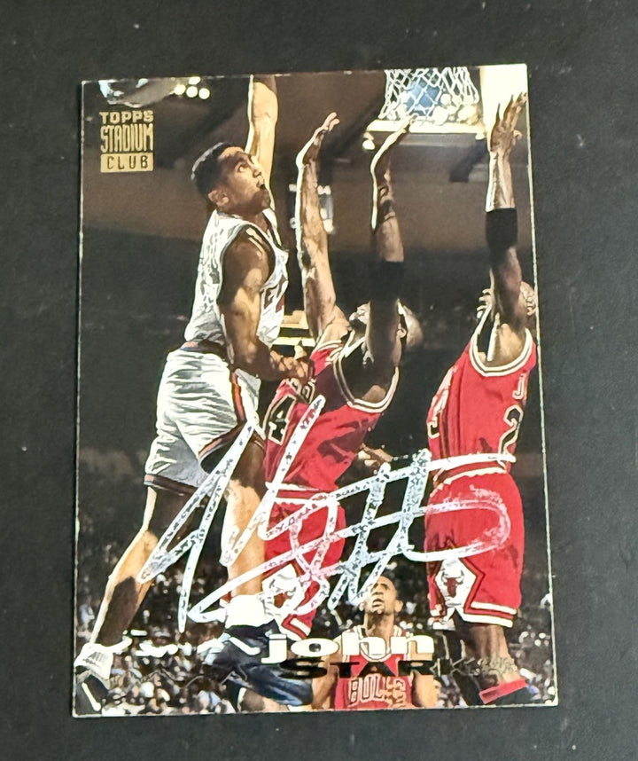 JOHN STARKS Ny Knicks Signed 1994 /95 Topps Stadium The Dunk Auto Steiner Coa