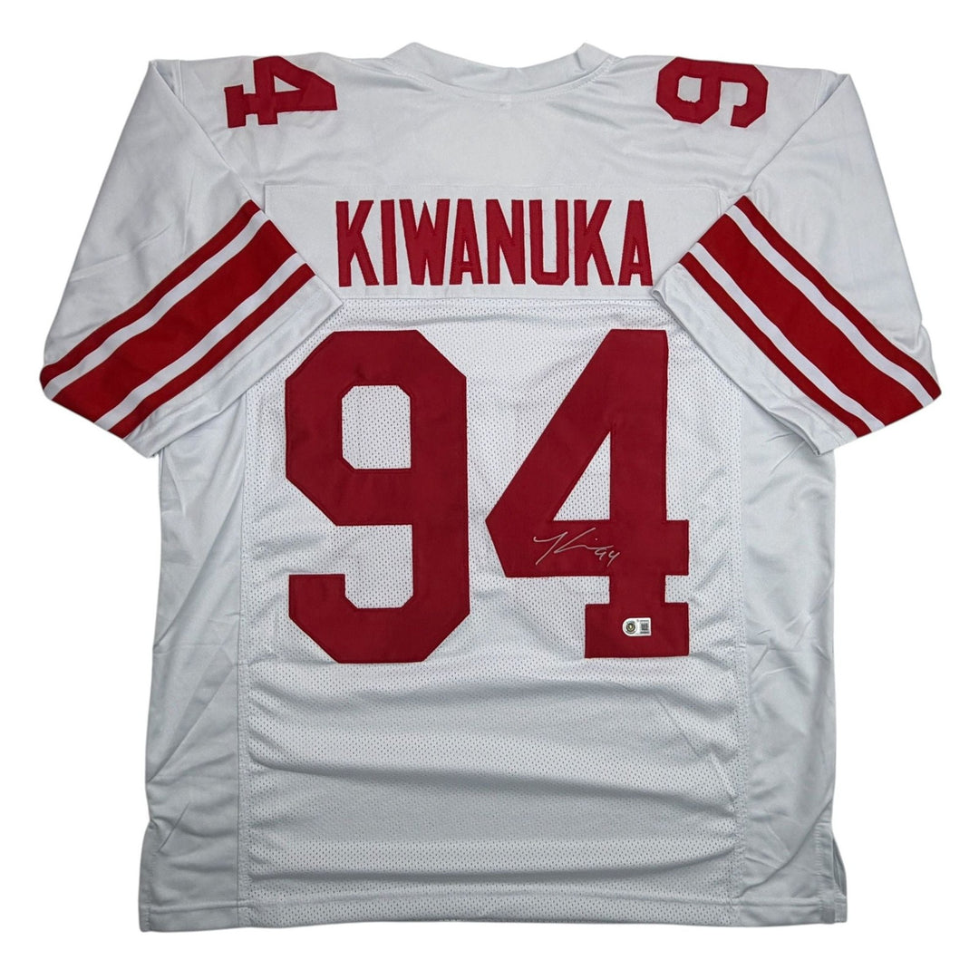 Autographed/Signed Mathias Kiwanuka New York White Jersey Beckett BAS COA