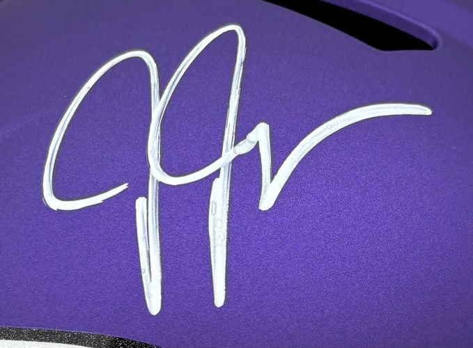 Justin Jefferson Signed Minnesota Vikings Full Size Replica Speed Helmet BAS