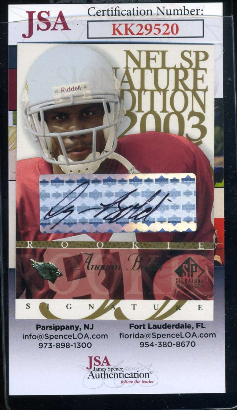 Anjuan Boldin JSA Coa Autograph 2003 Signature Rookie Hand Signed