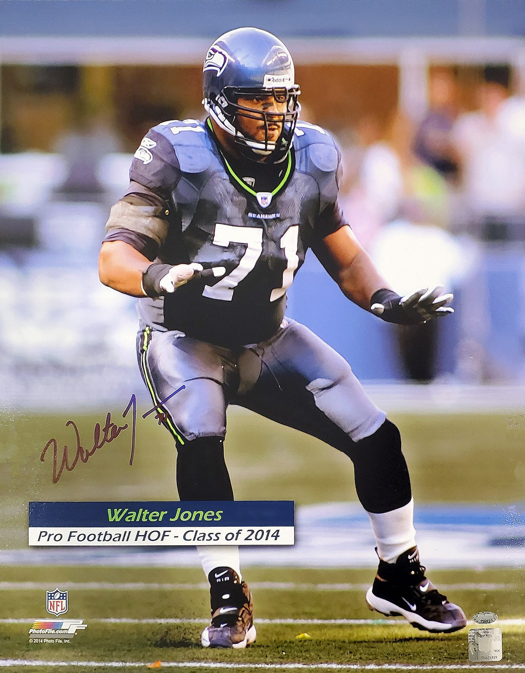 Walter Jones Signed Framed 16x20 Photo Seattle Seahawks MCS Holo