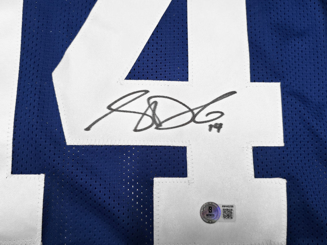 Seattle Seahawks Sam Darnold Signed Blue Throwback Jersey Beckett BAS Witness