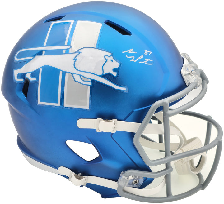 Sam LaPorta Auto Lions Flat Matte Blue 2023 Alternate FS Replica Helmet Beckett