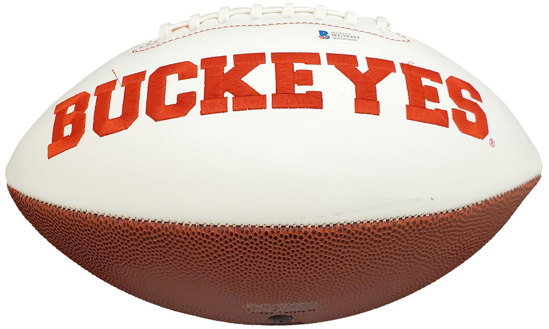 Justin Fields Signed Ohio State Buckeyes White Logo Football Beckett BAS