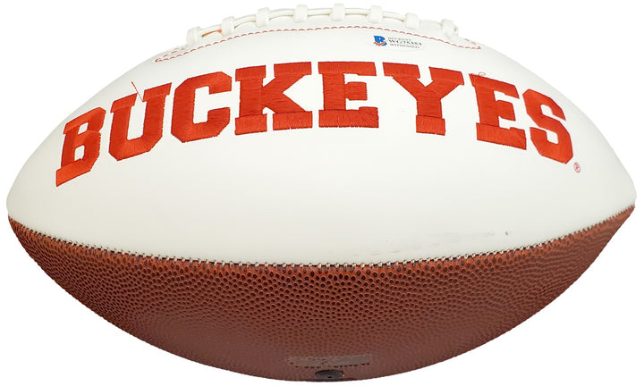 Justin Fields Signed Ohio State Buckeyes White Logo Football Beckett BAS